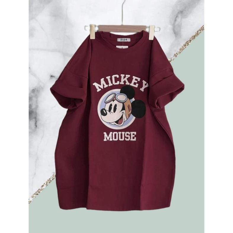 [ Rẻ vô địch ] Áo phông tay lỡ 3158 cotton khô form rộng nam nữ unisex in hình chuột MICKEY
