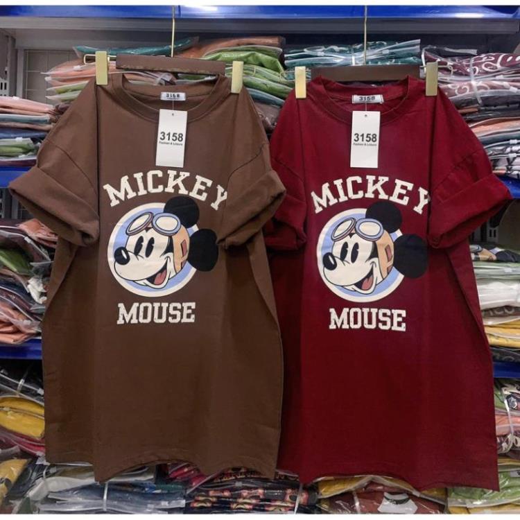 [ Rẻ vô địch ] Áo phông tay lỡ 3158 cotton khô form rộng nam nữ unisex in hình chuột MICKEY