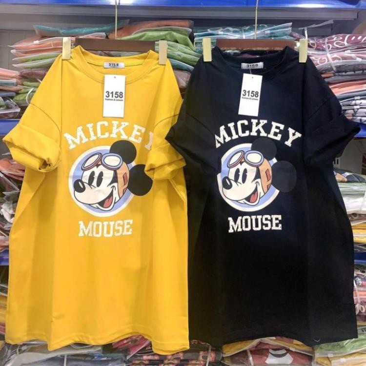 [ Rẻ vô địch ] Áo phông tay lỡ 3158 cotton khô form rộng nam nữ unisex in hình chuột MICKEY