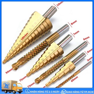Mũi khoan khoét lỗ đa năng,Mũi khoan hình nón thép HSS phủ titan cỡ 4-12/20/32mm tiện dụng- Khoan được nhiều cỡ lỗ trong