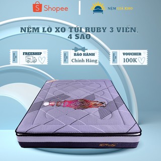 Nệm Lò Xo Túi Ruby 3 Viền, 4 Sao Hàn Việt Hải - Bảo Hành 15 Năm