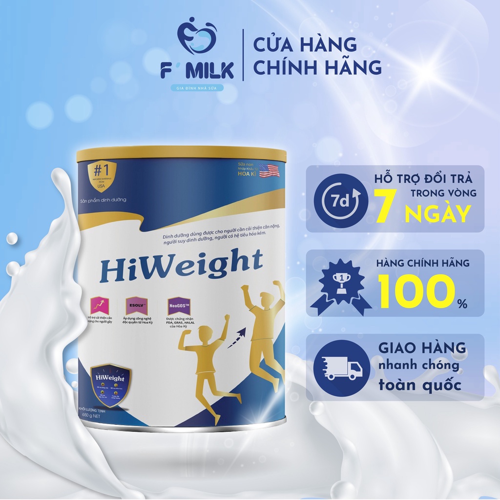 Sữa Tăng Cân HiWeight Hộp 650g Hỗ Trợ Bổ Sung Chất Dinh Dưỡng, Cải Thiện Cân Nặng Và Giúp Hệ Tiêu Hóa Hấp Thụ Tốt Hơn
