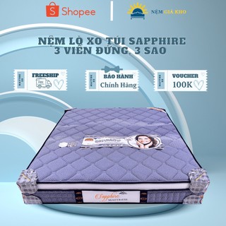 Nệm Lò Xo Túi Sapphire 3 Viền Đứng, 3 Sao Hàn Việt Hải Chính Hãng, Bảo Hành 12 Năm