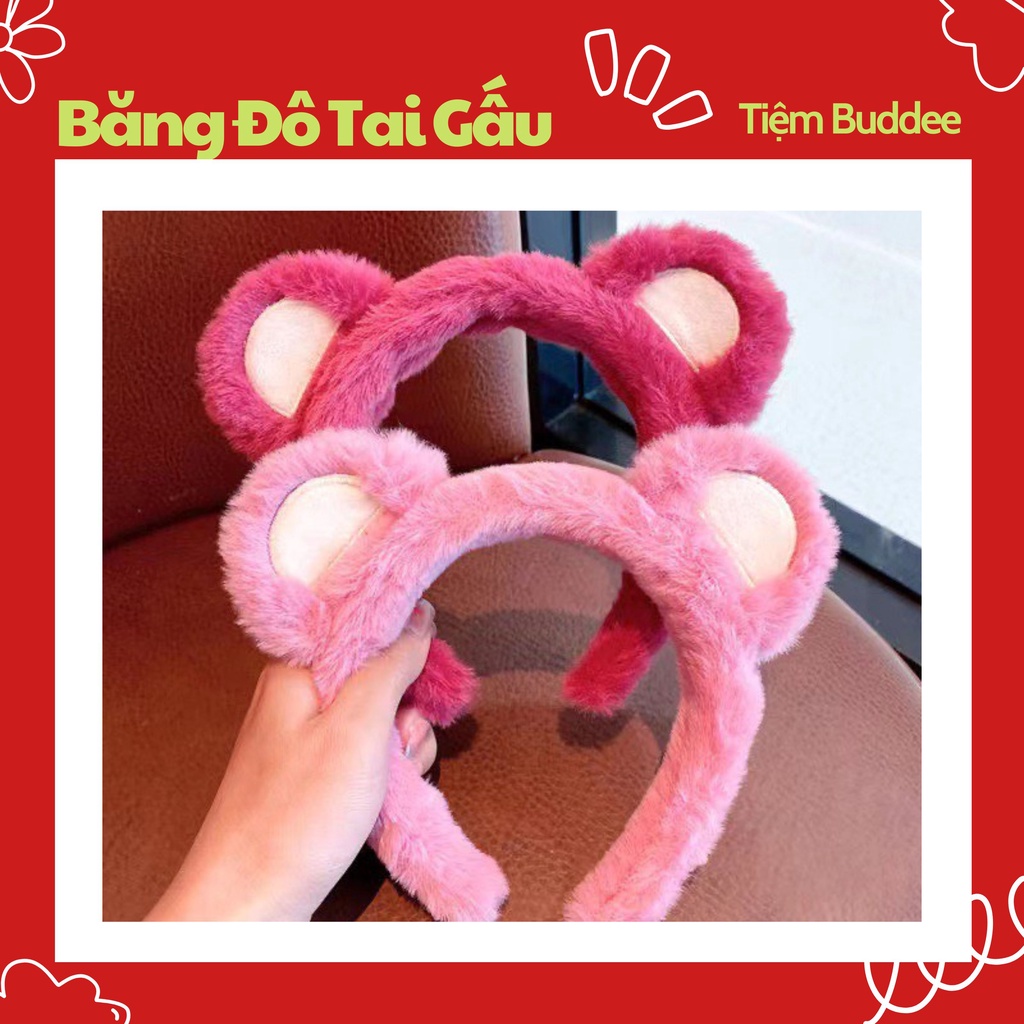 Băng Đô Cài Tóc Chống Trượt Hình Tai Gấu Bằng Lông Nhung Xinh Xắn Thời Trang