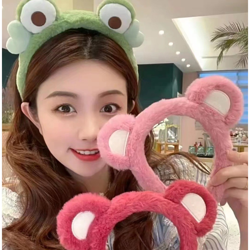 Băng Đô Cài Tóc Chống Trượt Hình Tai Gấu Bằng Lông Nhung Xinh Xắn Thời Trang