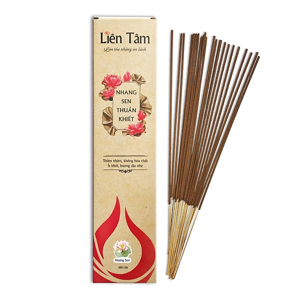 Nhang Sen Thuần Khiết Liên Tâm - 29cm - 200 cây - Đa dạng mùi hương - Nhang sạch 100% thiên nhiên - Kiểm định tại CASE