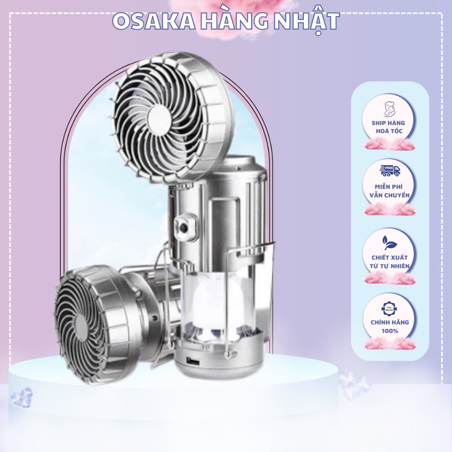 Đèn Kèm Quạt Sạc Năng Lượng Mặt Trời 3in1