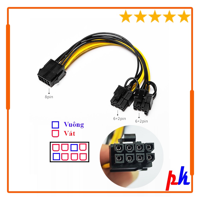 Cáp chuyển 8 Pin sang 2 x 8 Pin (6+2)