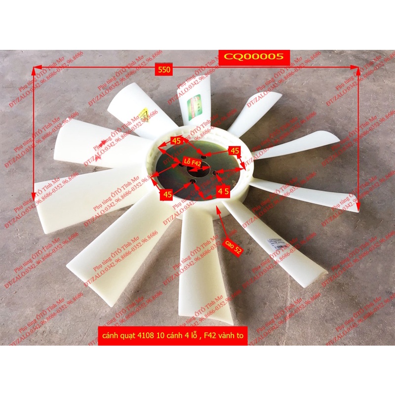 cánh quạt 4108 10 cánh 4 lỗ , F42 vành to