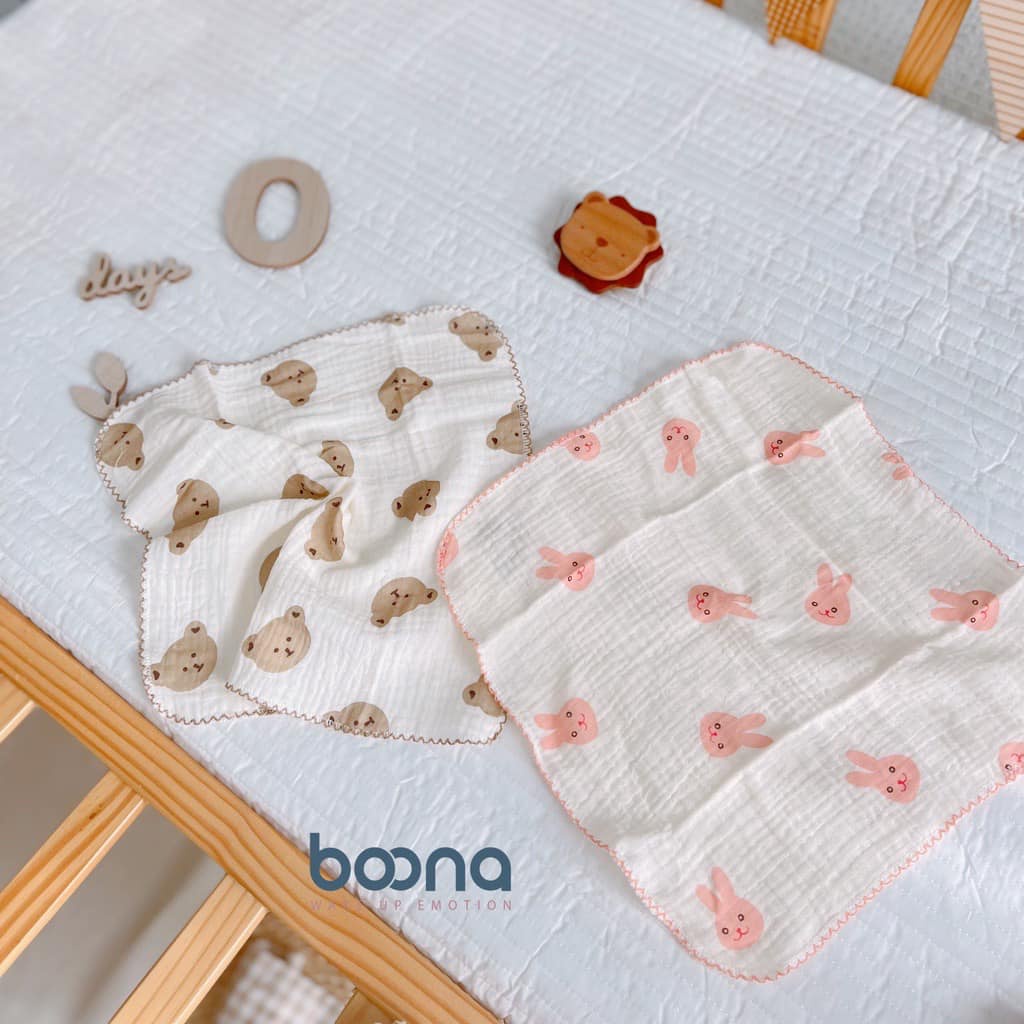 [Mã SMKB151 giảm 10% đơn 500.000Đ] Khăn Sữa Boona, Set 6 Khăn Xô Muslin Siêu Mềm Mịn 2 Lớp, Rửa Mặt, Tắm Cho Bé Sơ Sinh