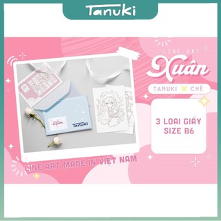 Set giấy line art tập tô màu Tanuki x Chè "Xuân"