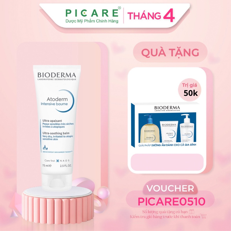 Kem làm dịu, phục hồi cho da rất khô, nhạy cảm, da chàm dị ứng Bioderma Atoderm Intensive Baume Creme ( 75ml - 500ml )