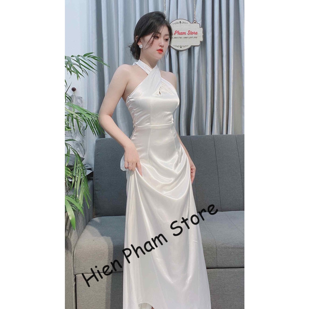Đầm Maxi lụa dây cổ chéo sang chành DN7556