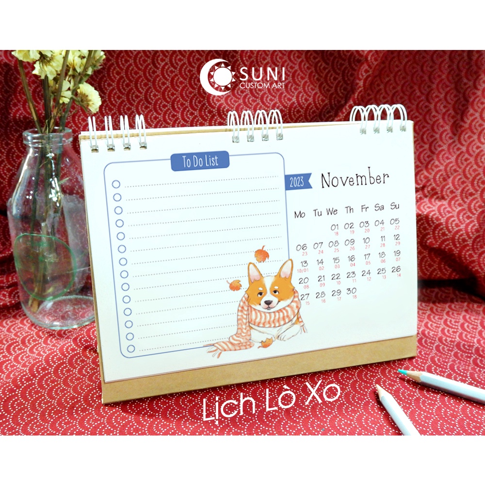 Lịch Lò Xo Có Reminder Đế Chữ A - Corgi puppy - CÁC THÁNG ĐÃ QUA ĐƯỢC CẬP NHẬT NĂM 2024