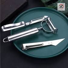 Bộ 3 món dao bào rau củ tỉa trái cây nhổ lông gà bằng thép không gỉ dụng cụ gọt tỉa đa năng tiện dụng nhà bếp Angola