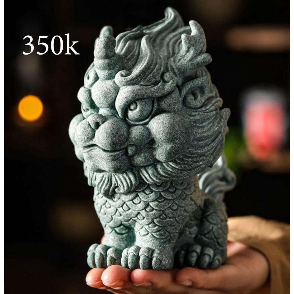 Tượng Kỳ lân vui vẻ đá sa thạch decor trang trí làm quà tặng phong thủy ý nghĩa