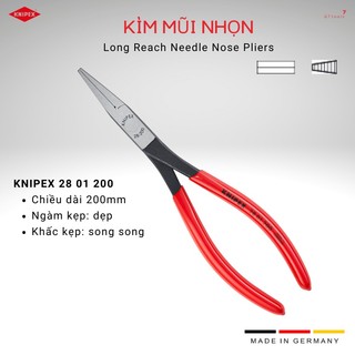 Kìm knipex 28 01 200 mũi nhọn ngàm dẹp 10.5mm khắc khía song song chiều dài 200mm - made in germany