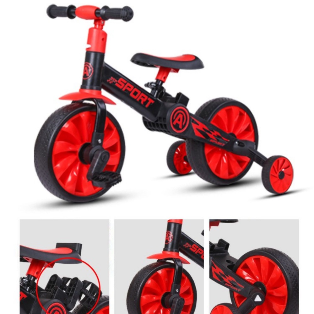 Xe đạp cho bé cao cấp Mumkid kiêm xe đẩy và xe thăng bằng 3in1 khung kim loại, bàn đạp tháo lắp - MK23032