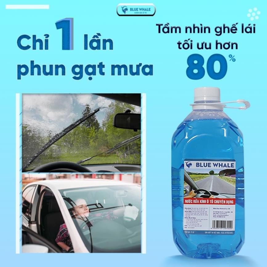 Nước rửa kính ô tô chính hãng BlueWhale đổ trực tiếp phù hợp với mọi loại xe hơi, nói không với viên sủi gây tắc bình 2L