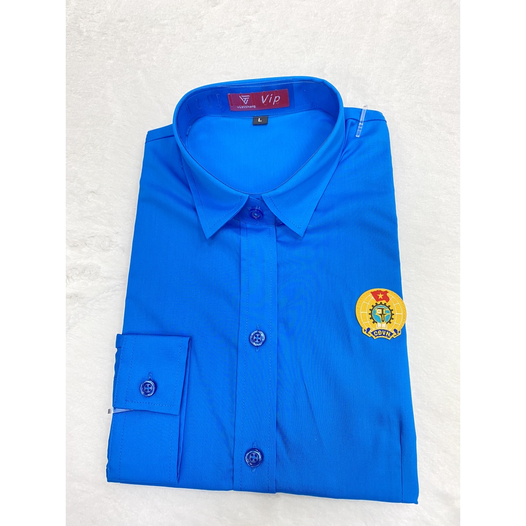 Áo công đoàn việt nam sơ mi nữ  dài tay cao cấp,chất liệu pangzim hàn quốc,logo sắc nét