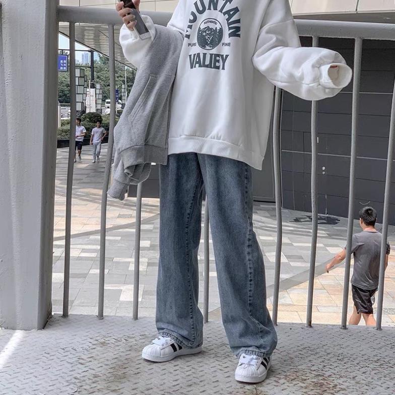 free ship Quần jean ống rộng cạp cao ulzzang CC | BigBuy360 - bigbuy360.vn