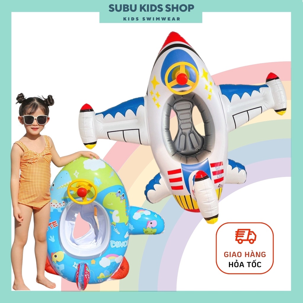 Phao bơi cho bé hình máy bay hàng chính hãng YUKE họa tiết vui nhộn cho bé từ 1-6 tuổi mẫu mới 2023