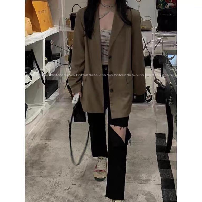 free ship Quần jean ống đứng rách gối đen CC | BigBuy360 - bigbuy360.vn