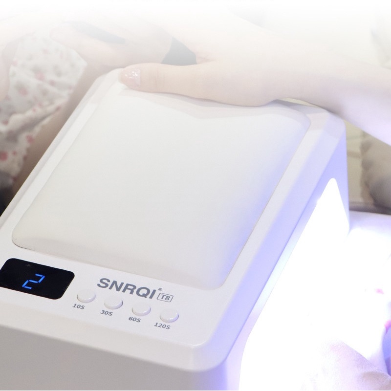 Máy hơ gel SNRQI T8 chính hãng 72W 60 bóng LED/UV - Máy hơ móng làm nail khoang rộng, có đệm kê tay (Bảo hành 3 tháng)