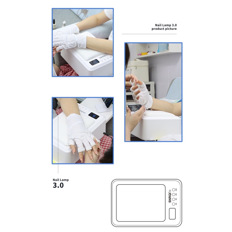 Máy hơ gel SNRQI T8 chính hãng 72W 60 bóng LED/UV - Máy hơ móng làm nail khoang rộng, có đệm kê tay (Bảo hành 3 tháng)