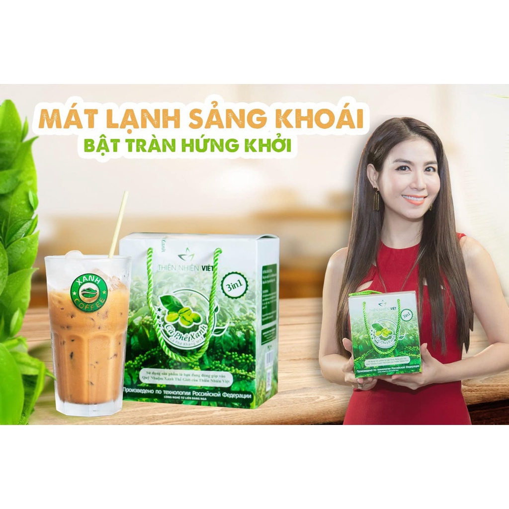 Cà Phê Xanh Thiên Nhiên Việt Kháng Mỡ Hỗ Trợ Giảm Cân Hiệu Quả (Hộp 30 gói)