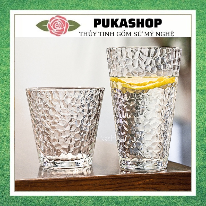 Ly Thủy Tinh Puka Cốc Thủy Tinh Sần Loại Dầy Bộ Ly Uống Nước Hoa Quả Detox Uống Trà Cafe Ly Rượu Quán Bar Sang Trọng L09