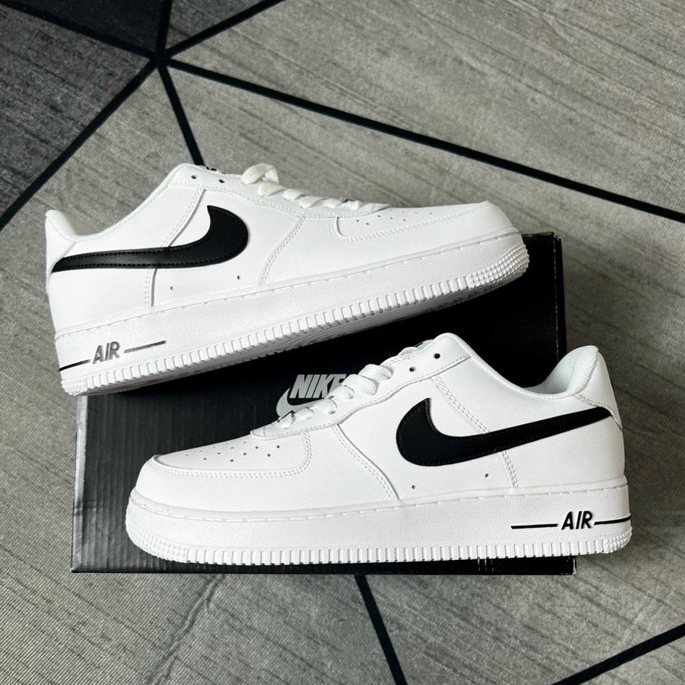 Giày_Nike Air Force 1 Black White, Giày AF1 Vệt Đen Đế Air Bản Chuẩn S.C, Đủ Size Nam Nữ+Box Bill