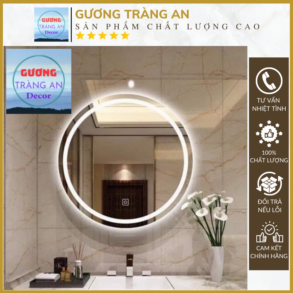 Gương Tròn Treo Tường Đèn Led Cảm Ứng - Gương Soi Gương Decor Cao Cấp Sang Trọng, Hiện Đại, Tinh Tế