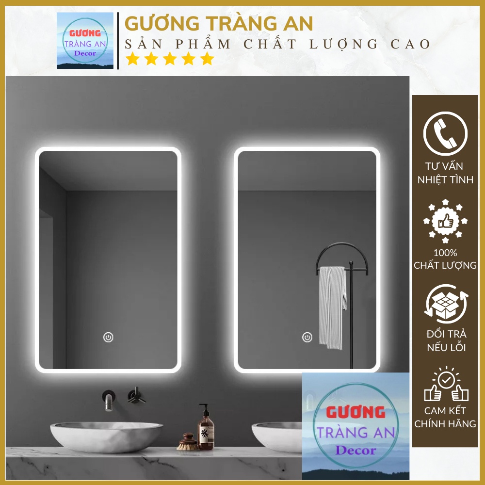 Gương Chữ Nhật Cảm Ứng Phòng Tắm, Trang Điểm - Gương Soi Gương Decor Thiết Kế Sang Trọng, Hiện Đại, Tối Giản