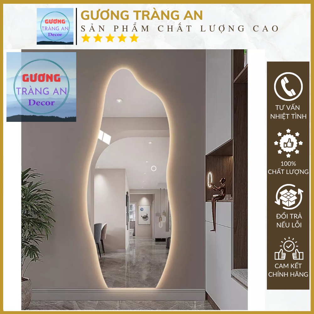 Gương Toàn Thân Hạt Đậu Led Cao Cấp - Tặng Bệ Gỗ Để Sàn Sang Trọng, Hiện Đại, Tinh Tế (Nhiều Kích Thước)