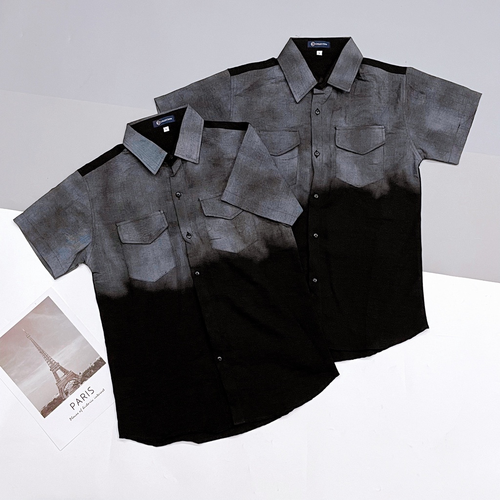 Áo sơ mi nam tay ngắn-dài vải đũi thoang mát phối loang màu cực trẻ trung sang trọng mẫu mới-AXSTORE