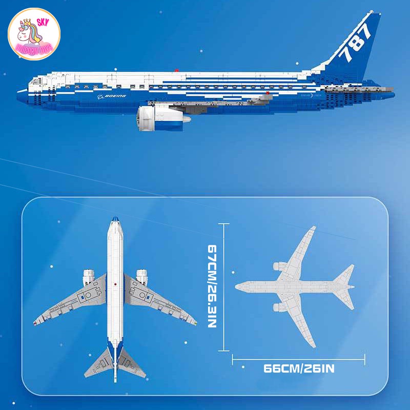 Đồ Chơi Lắp Ráp Kiểu LEGO Mô Hình Chuyên Cơ Máy Bay The Boeing 787 VietnamAirlines Dreamliner Với 1349+ PCS DK80009