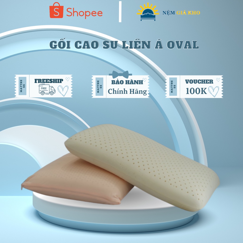 Gối Cao Su Oval Liên Á, 45x65x12cm