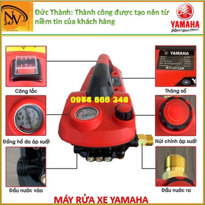Máy rửa xe áp lực cao YAMAHA. 250 BAR máy xịt rửa ô tô xe máy cao áp