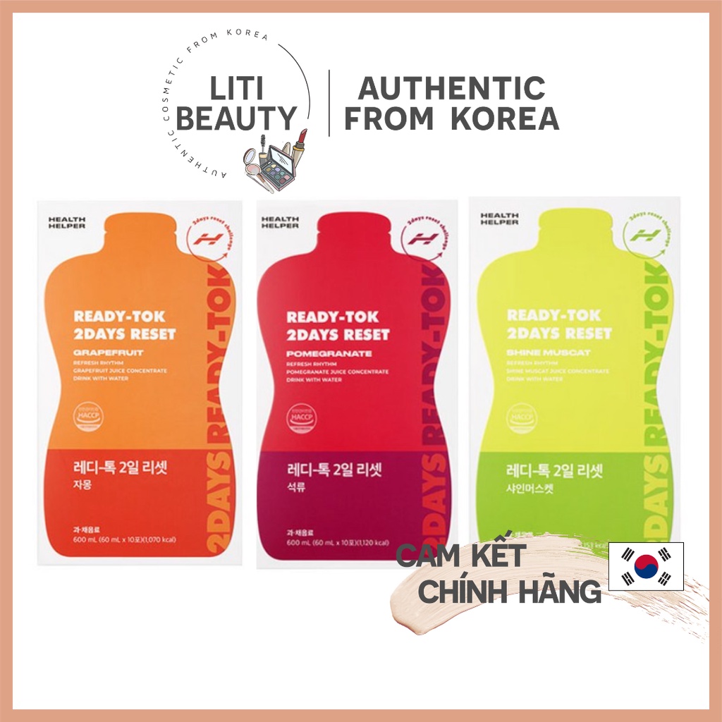 Detox thải độc giảm cân Ready Tok 2-Days Health Helper Hàn Quốc (Hộp 10 gói)