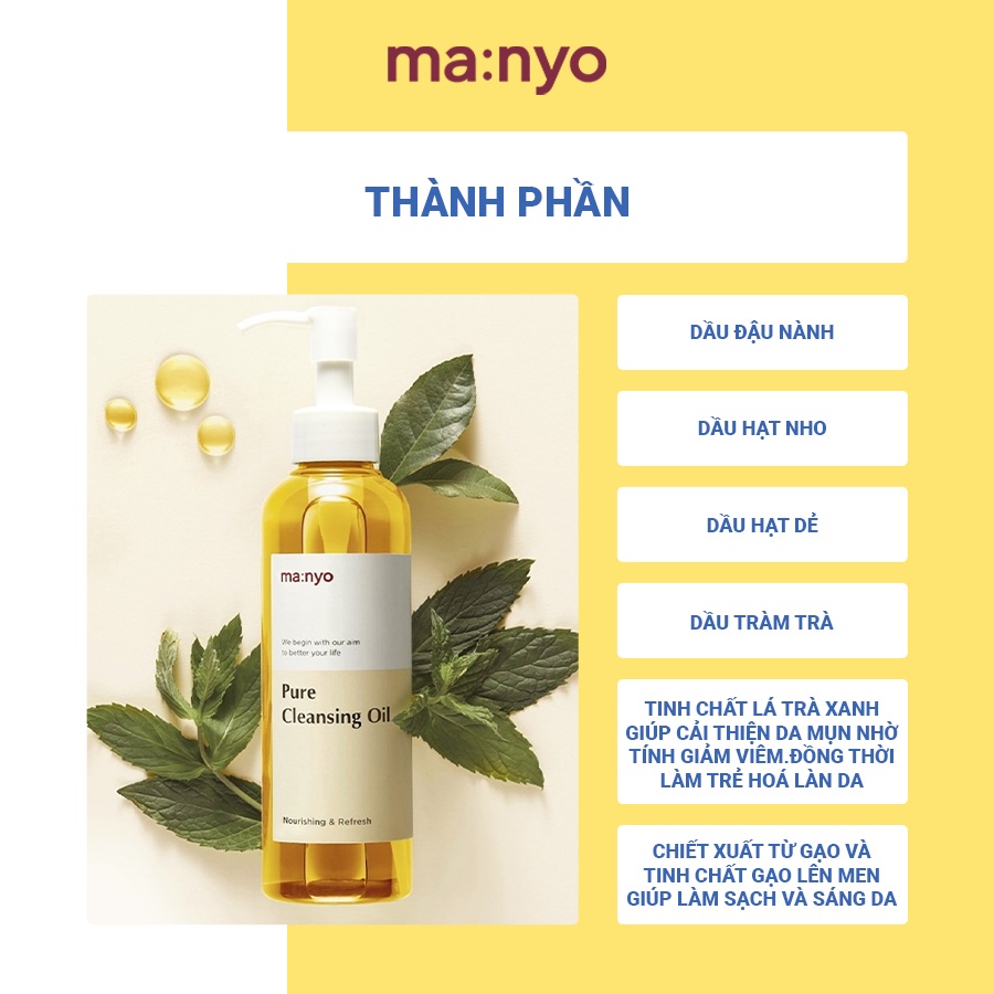 Dầu tẩy trang thực vật, sạch sâu, lành tính Manyo Pure Cleansing Oil 200ml