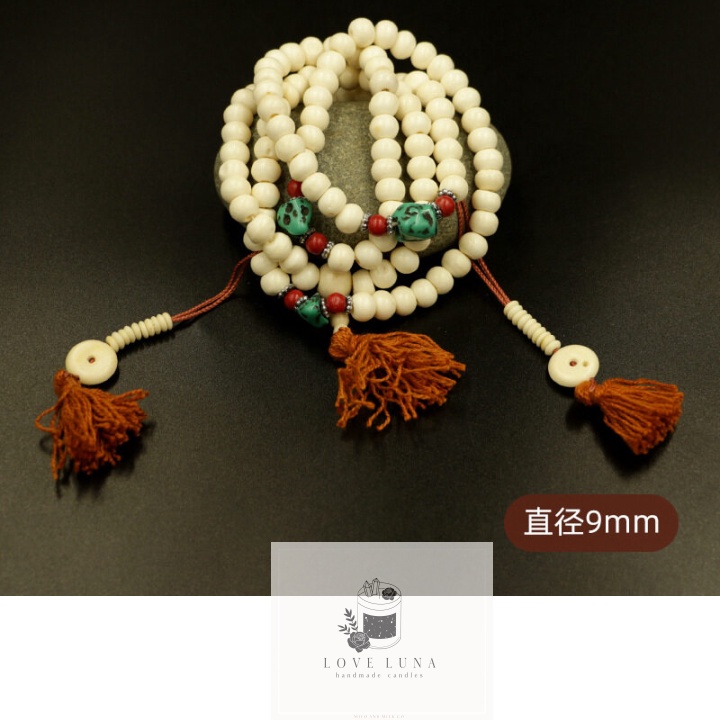 (Luna Candle) Nến thơm Chuỗi Hạt Phật Giáo Nepal Mới Trang Sức Tây Tạng Hạt Xương Tây Tạng Yak 108 Chuỗi Hạt Mân Côi Áo