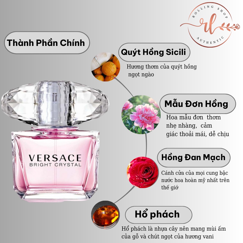 Nước Hoa Chiết Nữ Versace Bright Crystal EDT 10ml- Mùi Hương Ngọt Ngào, Quyến Rũ Và Tinh Tế 10ml - Rolling Shop