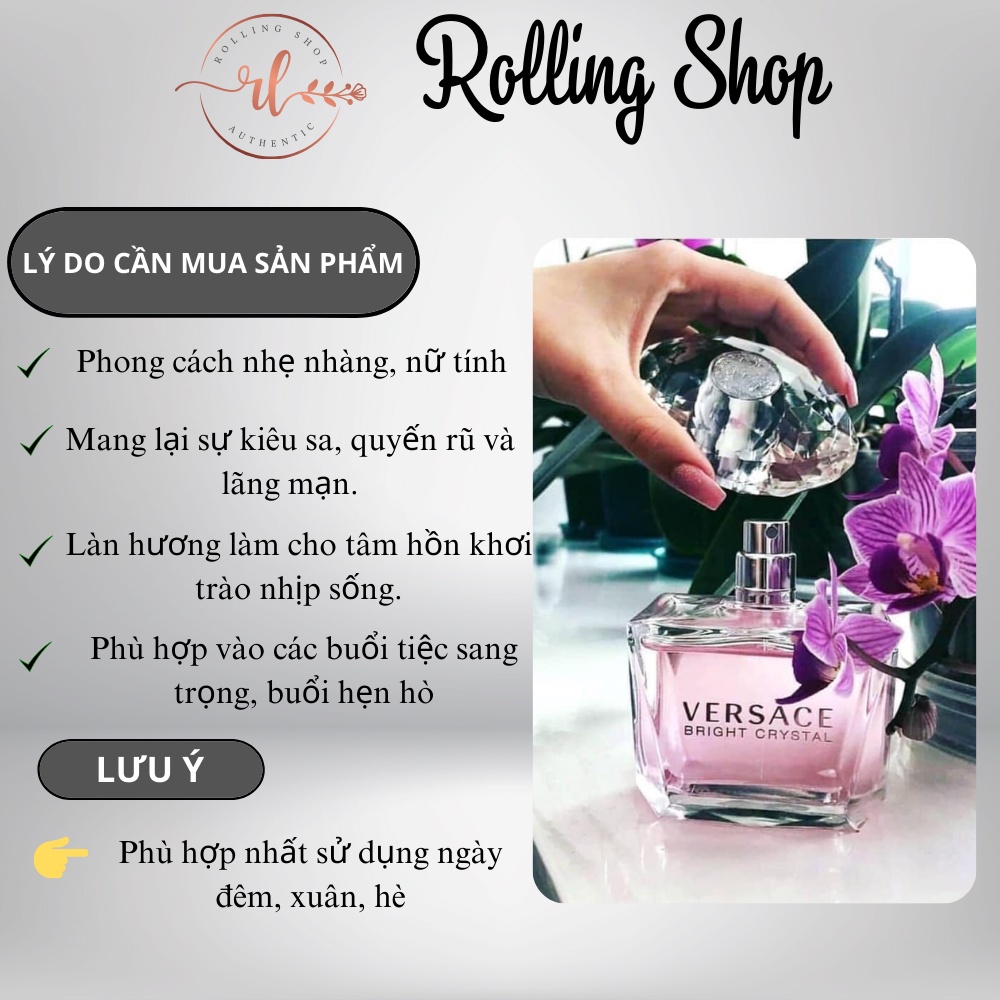 Nước Hoa Chiết Nữ Versace Bright Crystal EDT 10ml- Mùi Hương Ngọt Ngào, Quyến Rũ Và Tinh Tế 10ml - Rolling Shop