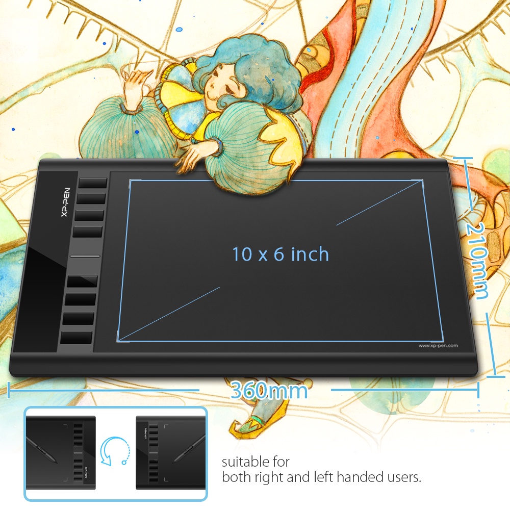 Bảng vẽ điện tử kỹ thuật số XPPen Star 03 V2 10 x 6 inch với bút không dùng pin 8192 mức độ và 8 phím tắt tùy chỉnh