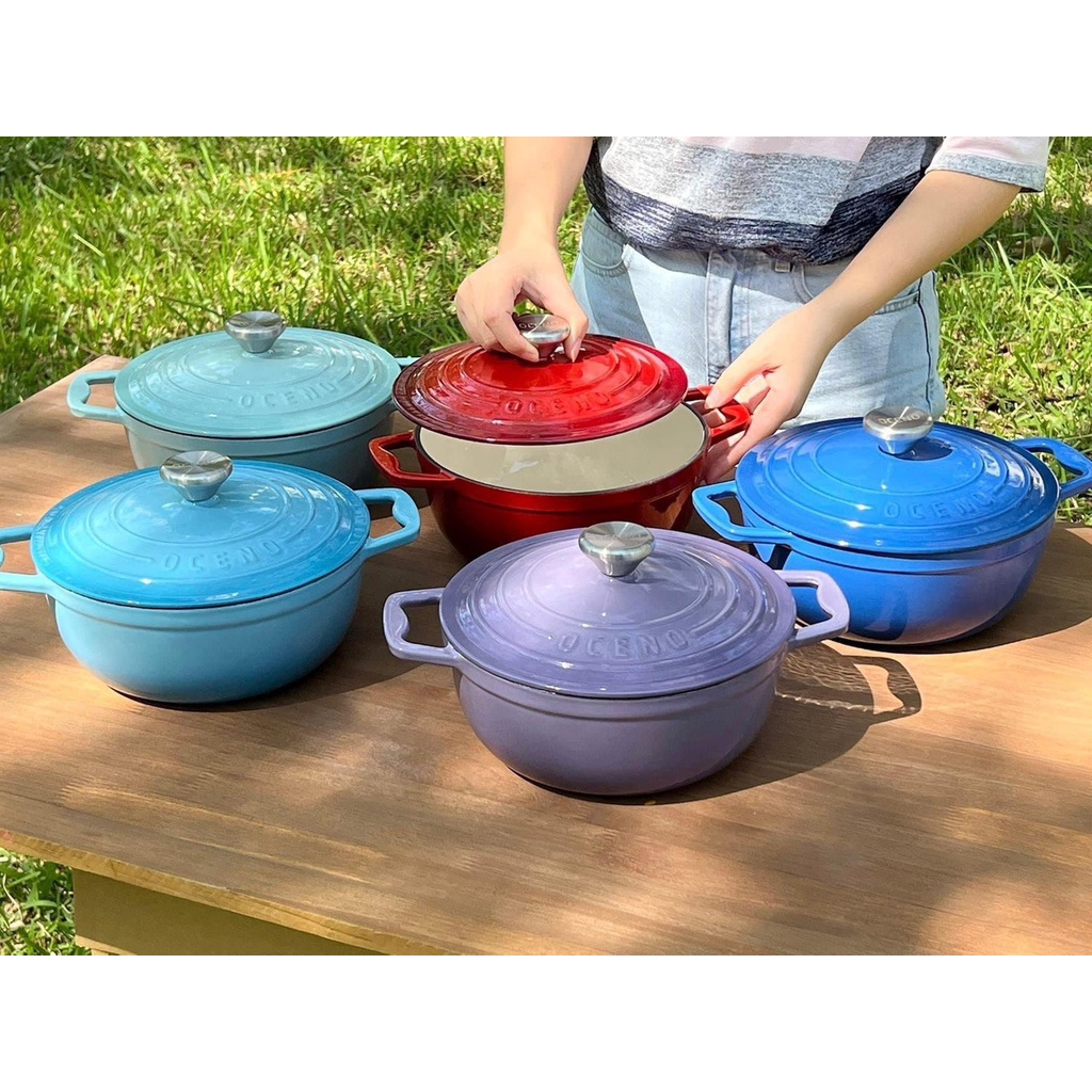 Nồi Gang Oceno 22cm Phủ Men Gốm Dùng Được Trên  Mọi Loại Bếp