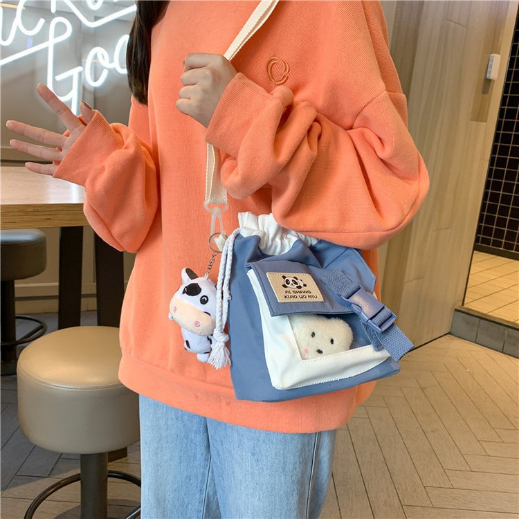 Túi Dây Rút Đeo Chéo Trong Suốt Họa Tiết Hoạt Hình Vui Nhộn Phong Cách Nhật Bản Cho Nữ