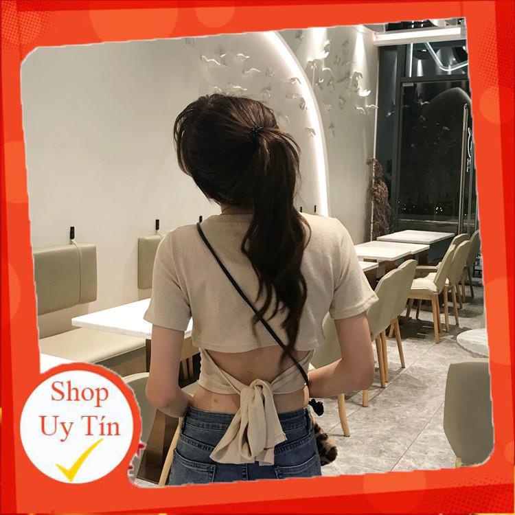 [SẴN- ĐEN] ÁO CROPTOP DÂY THẮT LƯNG