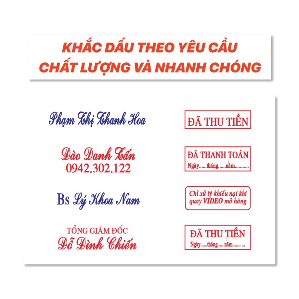 Đơn vị Khắc Con Dấu Tên Rõ Đẹp, Mộc Tên, Dấu Vuông 1-2 Dòng Theo Yêu Cầu, Shiny S222, TDstamp T214