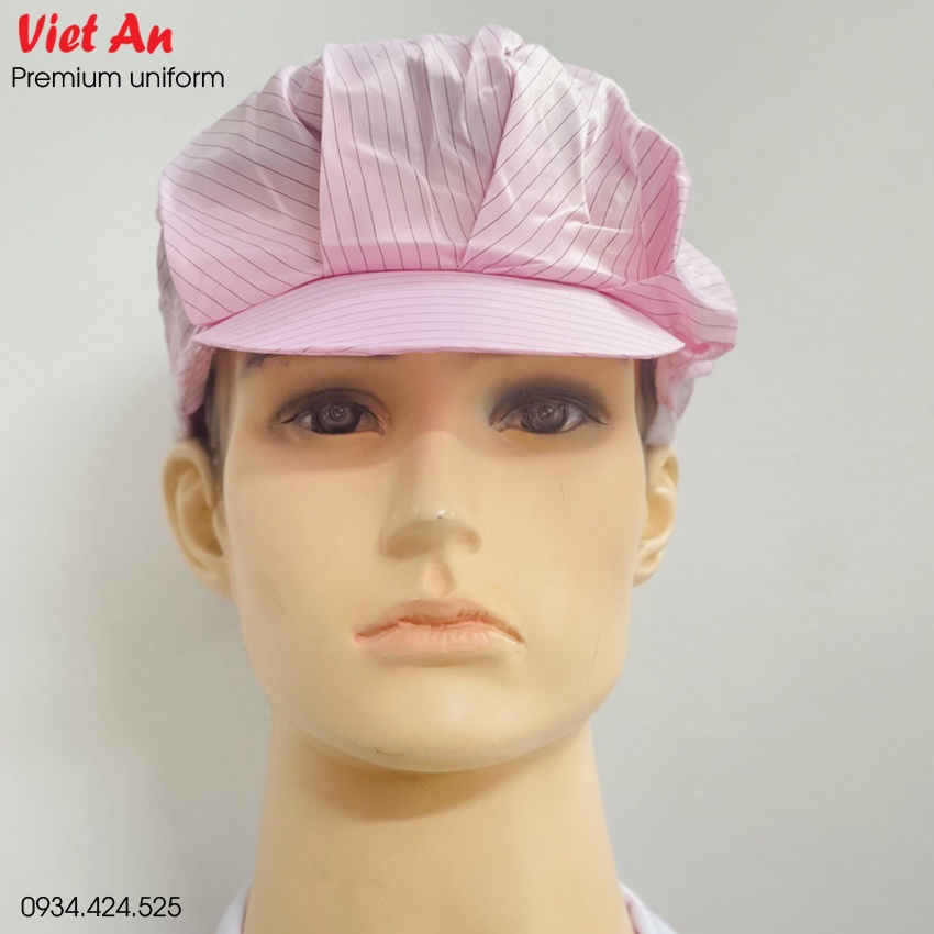 Nón kết phòng sạch chống tĩnh điện vàng-hồng_Ảnh thật
